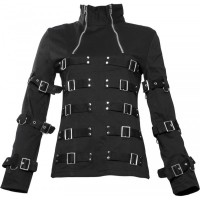 Devoid Collar Buckled Straps Gothic Jacket